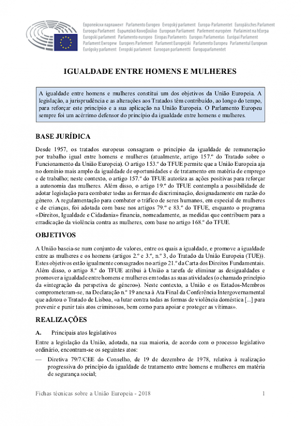 Igualdade entre Homens e Mulheres