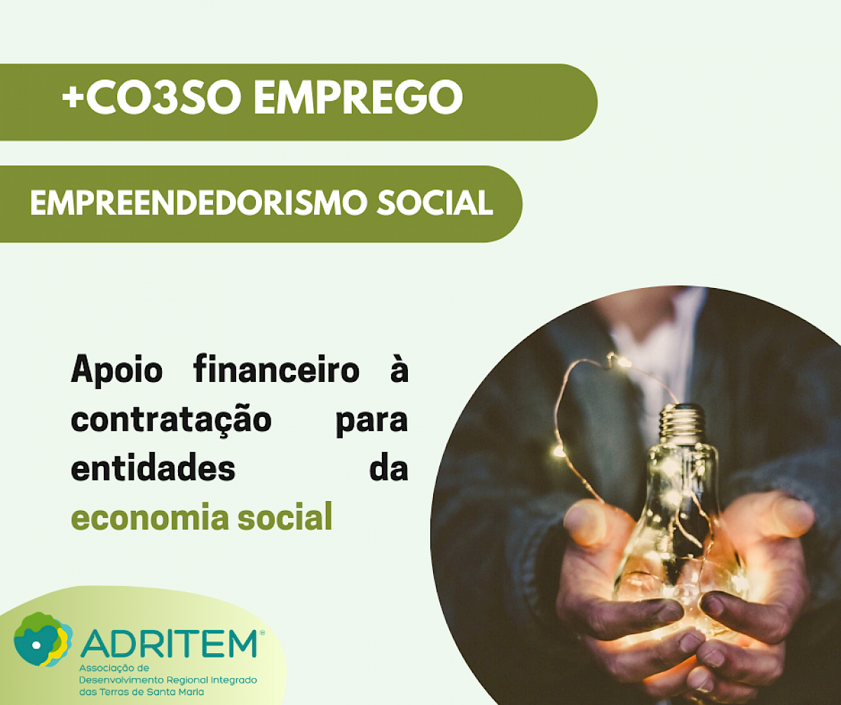 Concursos abertos +CO3SO Emprego Empreendedorismo Social
