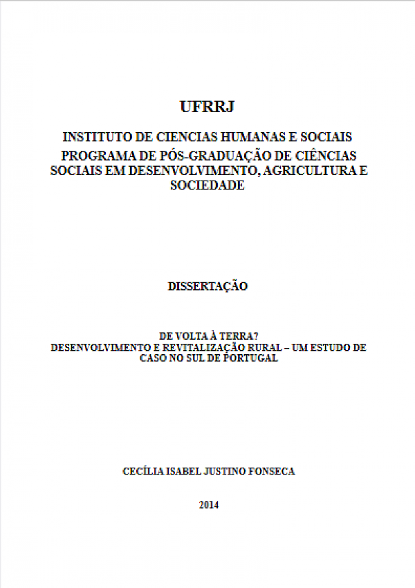 De volta à terra? Desenvolvimento e revitalização rural - Um estudo de caso no sul de Portugal