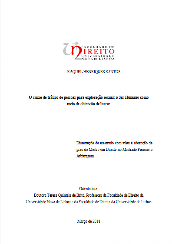 O crime de tráfico de pessoas para exploração sexual: o Ser Humano como meio de obtenção de lucros
