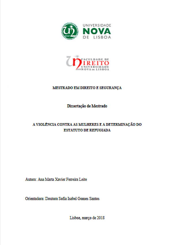 A violência contra as mulheres e a determinação do estatuto de refugiada