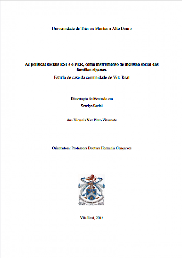 As políticas sociais RSI e o PER, como instrumento de inclusão social das famílias ciganas - Estudo de caso da comunidade de Vila Real