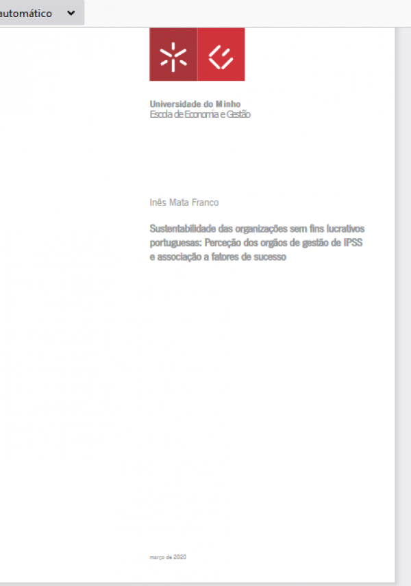 Sustentabilidade das organizações sem fins lucrativos portuguesas: Perceção dos orgãos de gestão de IPSS e associação a fatores de sucesso
