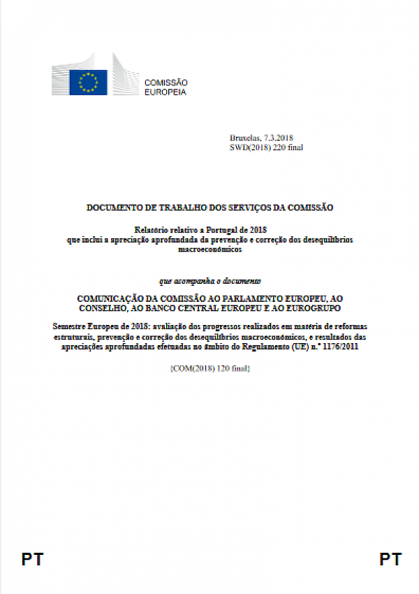 Relatório relativo a Portugal de 2018 que inclui a apreciação aprofundada da prevenção e correção dos desequilíbrios macroeconómicos