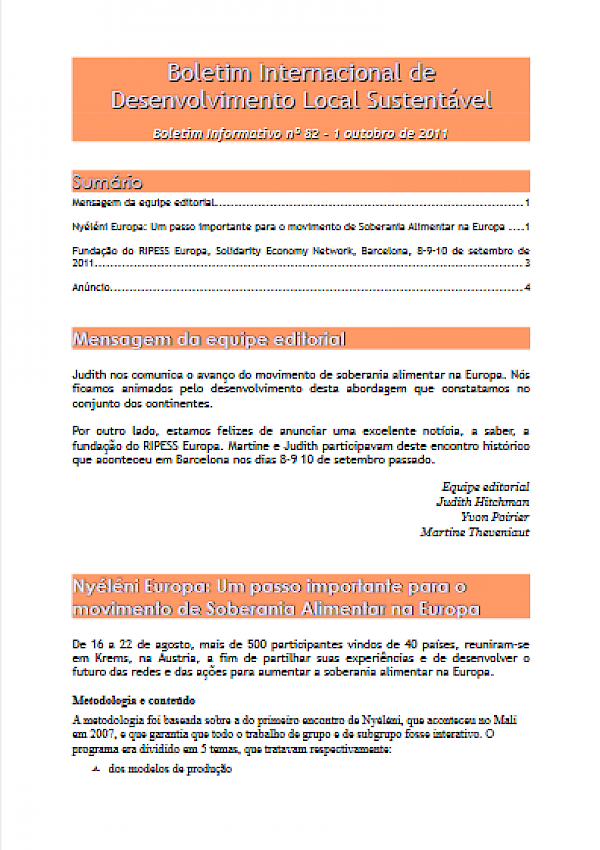 Boletim Internaciomal de Desenvolvimento Local Sustentável, nº 82