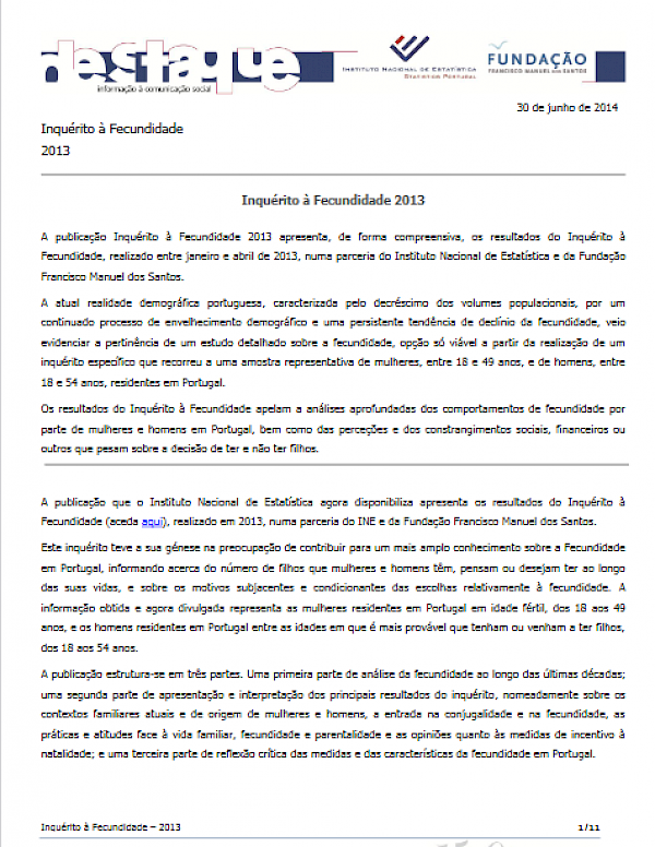 Inquérito à Fecundidade 2013