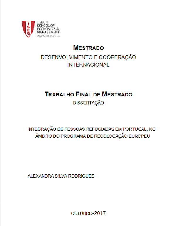 Integração de pessoas refugiadas em Portugal, no âmbito do Programa de Recolocação Europeu