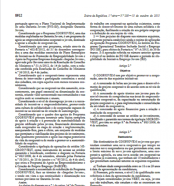 CoopeJovem (Portaria reguladora)