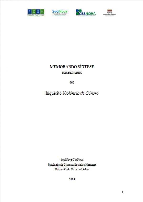 Memorando Síntese - Resultados do Inquérito Violência de Género