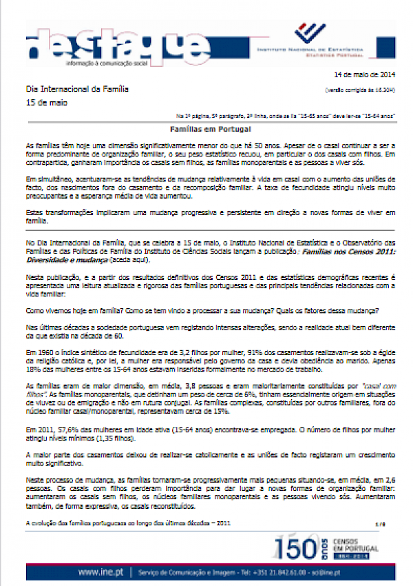 Famílias em Portugal