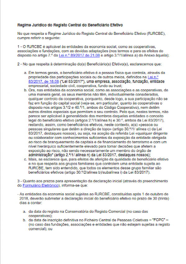 Regime Jurídico do Registo Central do Beneficiário Efetivo