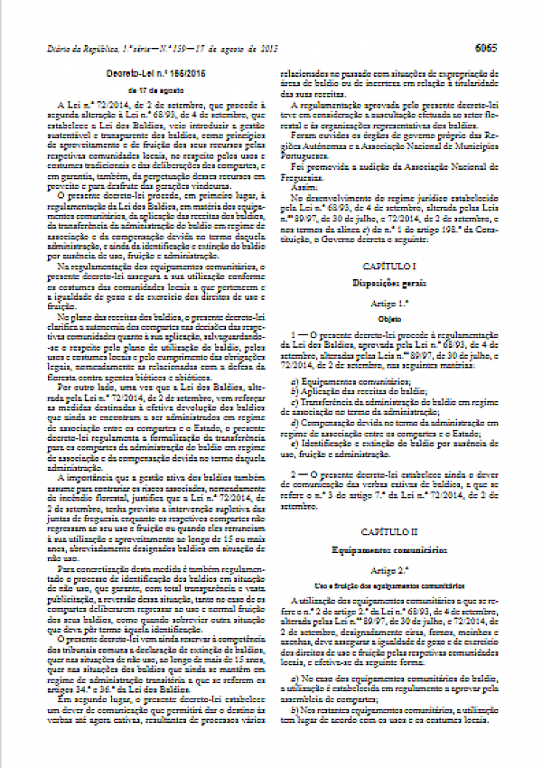 Lei dos Baldios (Decreto-Lei n.º 165/2015)