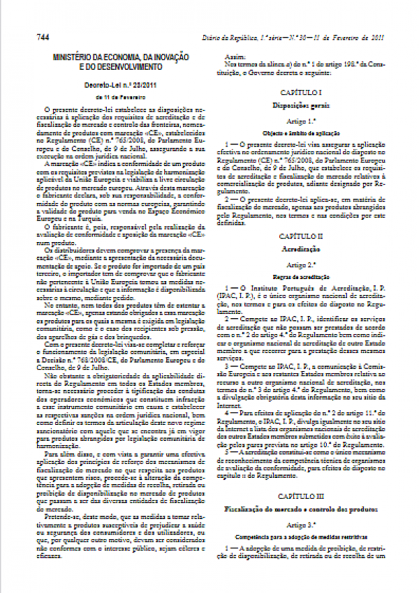 Comercialização de Produtos (DL 23/2011)