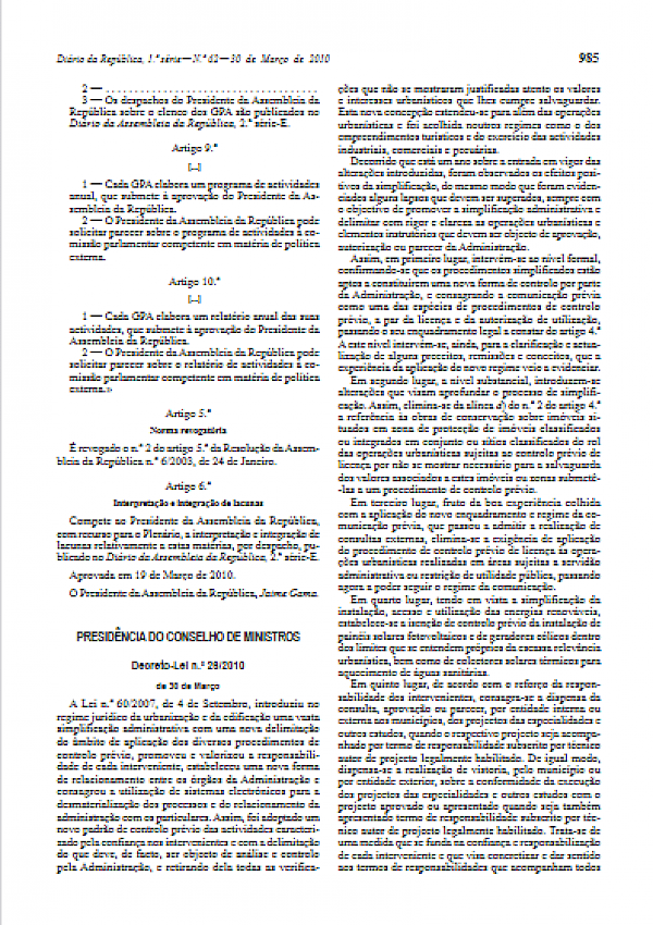 Regime jurídico da urbanização e da edificação (DL 26/2010)