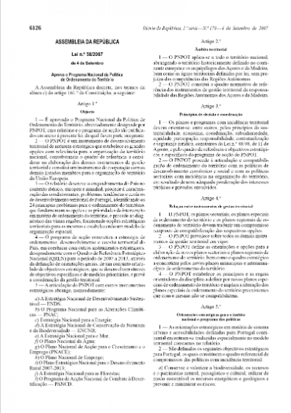 PNPOT (Lei nº 58/2007)