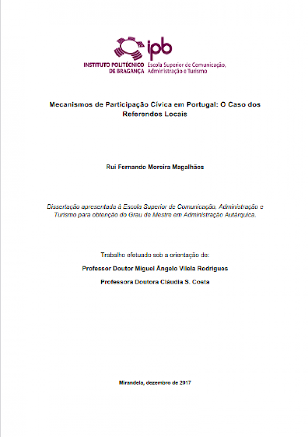 Mecanismos de Participação Cívica em Portugal: O Caso dos Referendos Locais