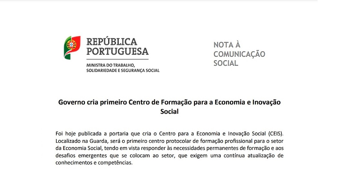 Governo cria primeiro Centro para a Economia e Inovação  Social